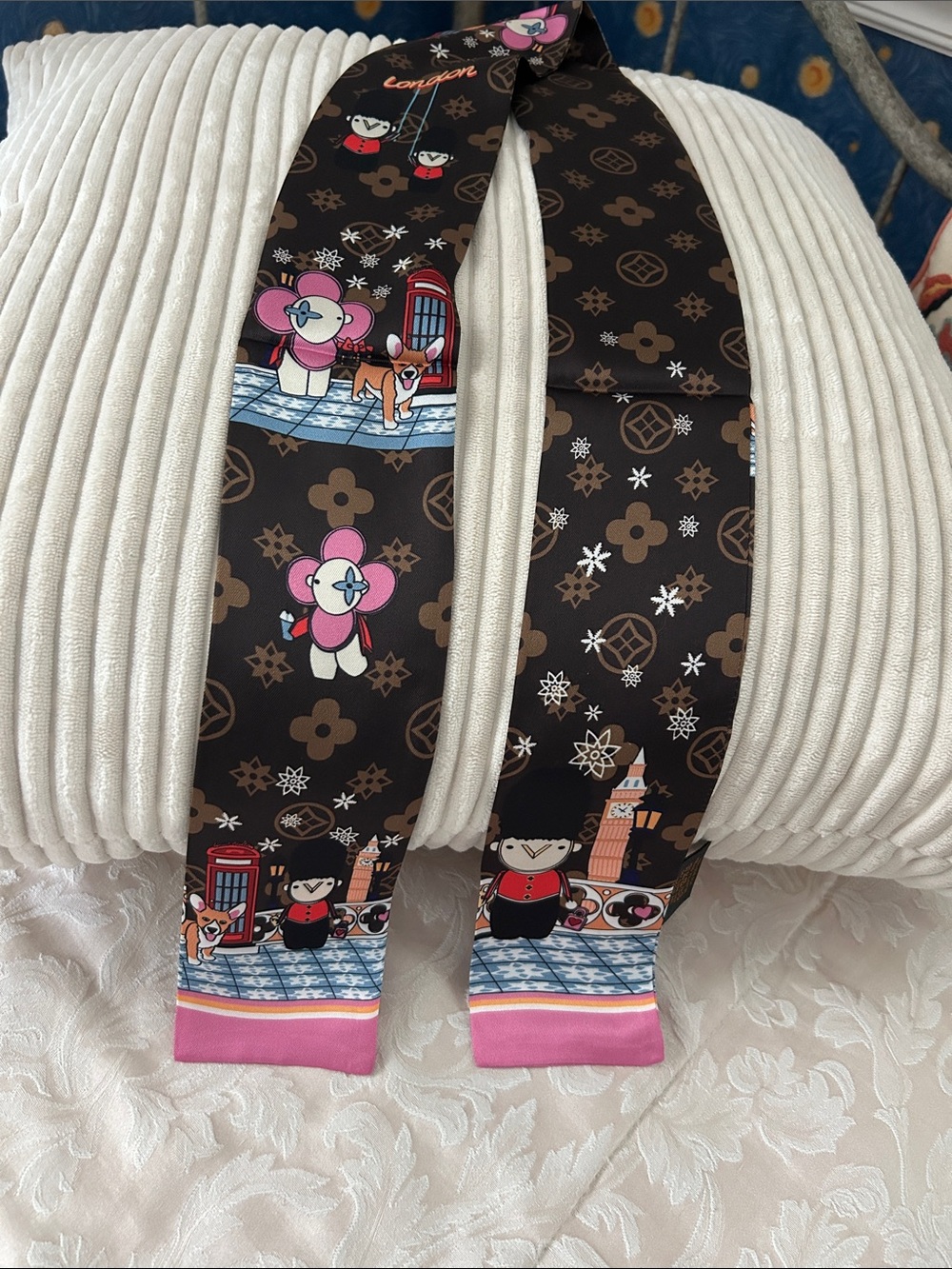 Brown and Multi Color Scarf or Twilly